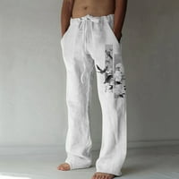 Auroural Big Muškarci Sportske hlače Muške ljetne pamučne i široke hlače za noge Ispisane čipke Sportske