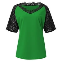 Ženski bluze s kratkim rukavima modna bluza Čvrsti ženski plus majice V-izrez ljetni vrhovi zeleni l