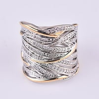 Lady Dvotonski prekrivač u invaliditetu Crossover višeslojni prsten za prsten za prsten nakit bakreni