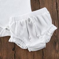 Thefound novorođenče dječje djevojke pletene odjeće bez rukava rukavice na vrhu ruffle kratke hlače