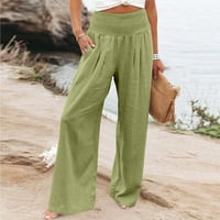 Clearsance ženske hlače sa širokim nogama visoke struke ravno hlače Ležerne hlače Mint Green XL