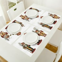 4 Set prostirke za tablice Nutcracker Sollier tiskani pamučni posteljina stola salveta Kuhinjski pribor