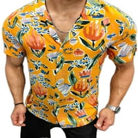 Prednjeg swalk muns vrhovi cvjetni print majica rever izrez majica za odmor Havajske ljetne majice s kratkim rukavima bluza stil g s