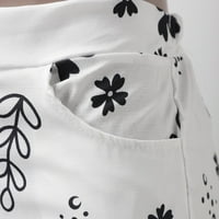Mveomtd Womens Linen Capri hlače Elastične struke Ljeto obrezane pantalone s džepovima Kamuflažne žene