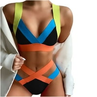 Ženski blok u boji Trokut Bikini Top visoki struk gaćica za panty set za kupanje visoko izrezano odjeću