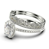 Prekrasan minimalistički 2. karat ovalni rez dijamantni prsten za angažman, cvjetni vjenčani prsten,