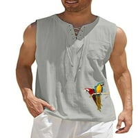 Bomotoo muškarci T košulje Prednje čipke Up ljetni vrhovi bez rukava bez rukava slobodna pulover Sport majica Grey XL