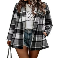 Alsol Lamesa Plaid jakna za žene Ležerne majice s dugim rukavima Otvorena prednja kardigan rever ovratnik