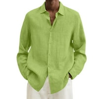 Muška ležerna posteljina majica muško ljeto pamučno od pune casual plus veličine labave majice, spuštanje košulje s dugim rukavima