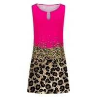 PSTUIKY Ljetne haljine za žene, žensko leopard bez rukava s rukavama bez rukava kratka suknja kratka