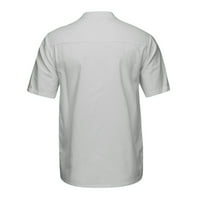 Muške košulje Baggy Pamučna mješavina čvrste boje kratkih rukava retro majice vrhovi poklopca bluza za muškarce