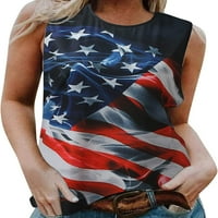 Dabuliu 4. jula Ženska tenk Top Crewneck Fashion Loop Fit USA Zastave vrhovi majica bez rukava bez rukava