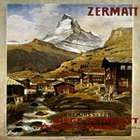 Švicarski putnik, 1898. Nvoditelj za željeznicu Visp-Zermatt, Švicarska, 1898. Poster Print by