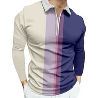 Košulje za muškarce odricanje s dugim rukavima 3D ispis pulover zatvarača za zatvaranje zatvarača ljubičasta