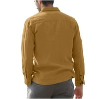 Muške ležerne pamučne i posteljine Majice Labavi fit Solid Color Gumb Down Cardigan majica s dugim rukavima