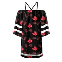 CLlios ljetne haljine za žene Print Boho haljina kratkih rukava Havajska haljina posada vrata plus veličina