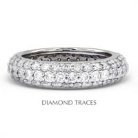 Dijamantni tragovi 14k bijeli zlatni utnji za plavu 2. Carat Ukupni prirodni dijamanti Trodnevni prsten veče