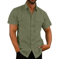 Hupta majice za muškarce muške casual čvrsta košulja Dvostruki džep kratki rukav elegantni Okrećite