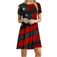 4. jula ženska američka zastava Patriotska haljina tunika Ljetna casual labava fit t haljina haljina