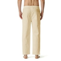Amidoa Muške povremene pamučne pantalone zavoj elastični struk čvrste slabe sa džepovima Yoga hlače