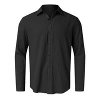 Entyinea muška majica Oxford Solid labav okretaj ovratnik dugih rukava muški vrhovi crne l