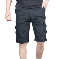Homodles Muški pamučni povremeni teretni kratke hlače - trendy patentni zatvarač casual hlače crna veličina