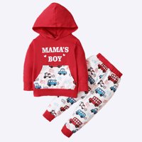 3T TODDLER Baby Boys Outfits Letter s dugim rukavima Ispis Auto Print Pocket Hoodie Top + Auto Print