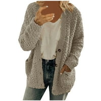 Kardigan džemperi za žene, prevelizirani lagani dugi rukav midini midini otvoreni prednji dečko pletene