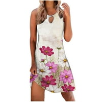 Kratka haljina-koktel boho cvjetna od tiskane haljine ljetne rukavice bez rukava plaža mini haljine