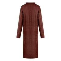 Vrat s dugim rukavima od ramena Čvrsti džep casual odijelo suknje vino ženska džemper haljina za zimsku