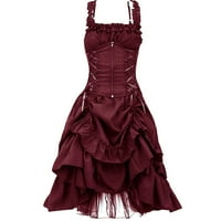 Ženska gotička haljina bez rukava Y2K Retro Steampunk haljina čipka u Up Corset haljina nepravilnog