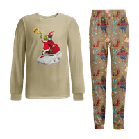 Porodična božićna pidžama set Grinch Khaki Štampane veličine bebe-djece-kućne ljubimce-kućne ljubimce