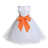 Ekidsbridal White Tulle Ratail Edge Sequin Sash Cvjetna djevojka haljina Pageant haljina Ballroom Gown