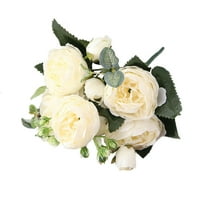 Cvjetni bouquet Heads Artificial Rose Buds Vjenčanje ukrasno plastično svilena krpa lažni cvijet, bijeli