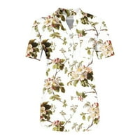 Majice s kratkim rukavima za žene za žene na vrhu Ljeto plus size cvjetne bluze za žene poslovna casual