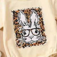 Uskršne dječake Djevojke kratki rukav Cartoon Leopard Bunny Print Bodysuit Romper odijelo za 18 mjeseci