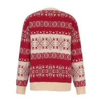 Dezed Ženski okrugli vrat labav dugi rukav božićni pleteni džemper