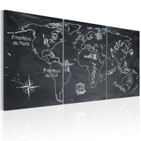 TiptophOMedecor Stretnjeno platno Mapa svjetske umjetnosti - znatiželjni putnik - ispružen i uokviren