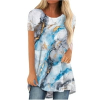 Moderan ženski ljetni sa labavim tiskanim okruglim majicama kratkih rukava casual bluza