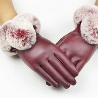 Crvene ženske rukavice Vožnja FAU krzno pompom zimske kožne rukavice za žene besplatne veličine