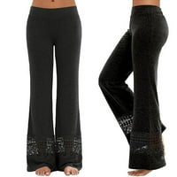 Nove žene čipke Šuplje široke noge casual pantalone Sportske čvrste boje Yoga hlače Žene labave joge