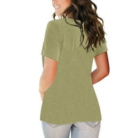 Ženske modne košulje Criss Cross V-izrez T-majica Solid Color Print Toes Kratki rukav Tees Loot Fit