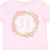 Inktastični d monogram abeceda slova Rose cvjetna vijenac poklon toddler majica za djevojčicu Toddler