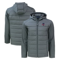 Muški rezač i Buck Grey Minnesota Twins Evoke Hybrid Eco Softshell Recycled punog zip hoodie