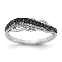 Čvrsti 14K bijelo zlato i crno jedinstveno podvozje crne i bijele dijamantne prstene veličine 7