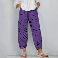 Mrat ženske ležerne radne hlače pune dužine hlače dame modni ljetni casual labavi džep ravno tiskane
