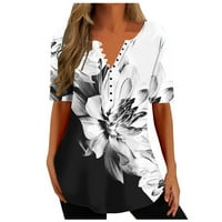 Žene ljetne majice Grafički klirens Trendi cvjetni print Kratki rukav V V izrez Pulover Tee Majice Labavi