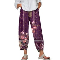 Ženske duge palazzo hlače Boho ljetne hlače za plažu cvjetno tiskanje boemske pantalone visoke struk