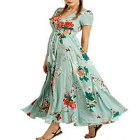 Lesimsam ženka boemska haljina, ljetni cvijet Ispis V-izrez kratko poluvrijeme Jednodijelni za dame,