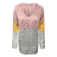 Honeeladyy prodaja zimski džemper za žensko zavijanje izdubljeno puno boje džemper vrhovi V-izrez pleteni dugi rukav dug džemper